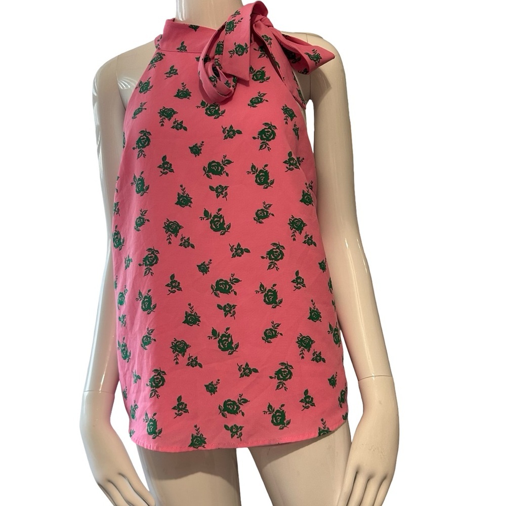 Chic Pink Tie Front Sleeveless Tank Top